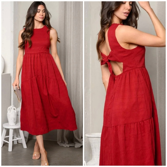 Jacqui E Dresses & Skirts - Jacquie The Label Dark Red Midi Dress